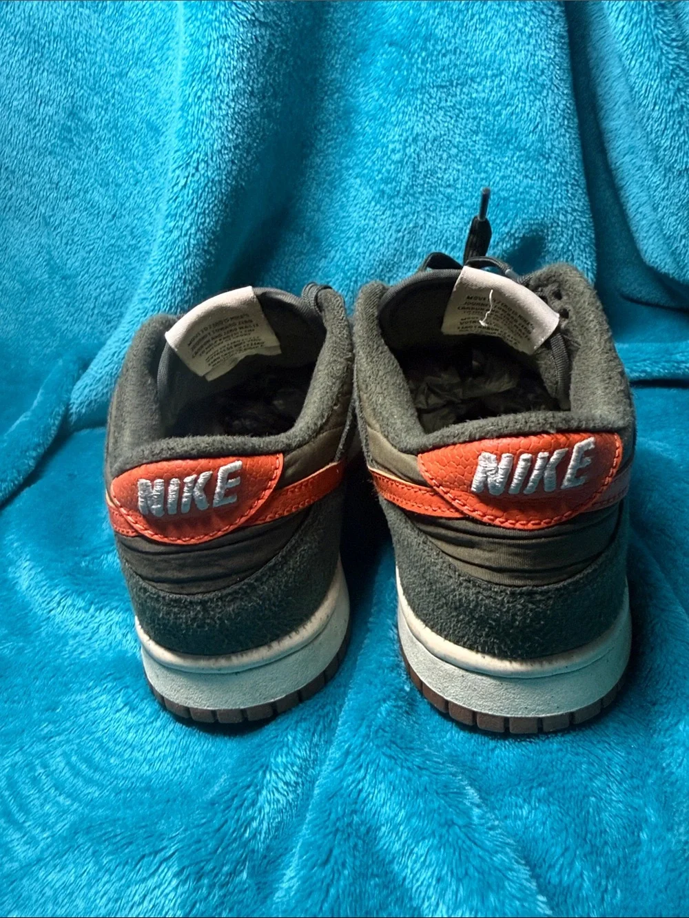 Nike Kids Dark Green Sneakers with orange Swoosh